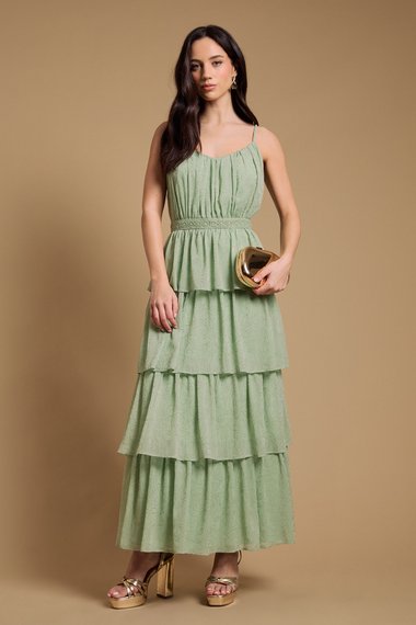 Strappy Tiered Frill Midaxi Dress