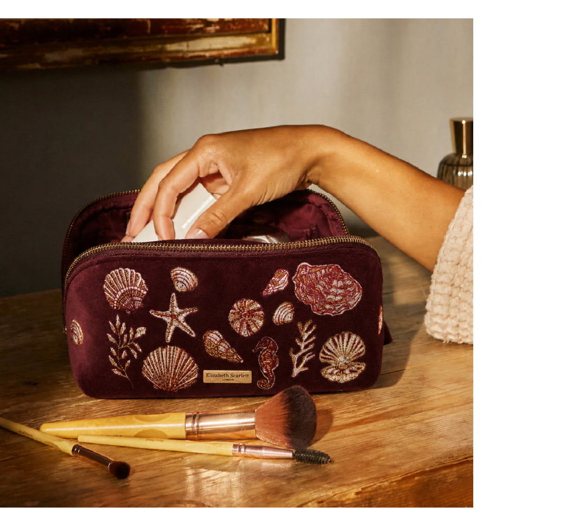 OCEAN TREASURE VELVET OPEN FLAT MAKEUP BAG