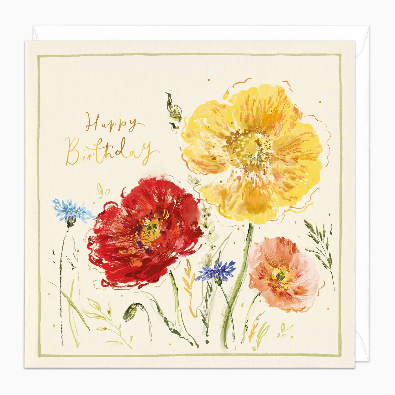 Image of H456 - Sketched Poppies Birthday Card