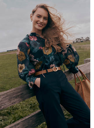 Midnight Floral Bloom Long Sleeve Shirt