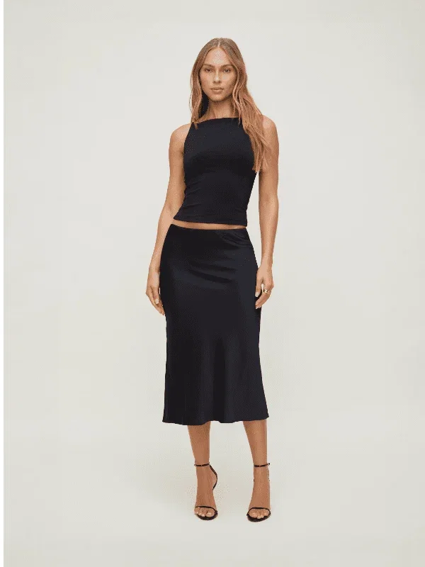 Delila Satin Midi Skirt