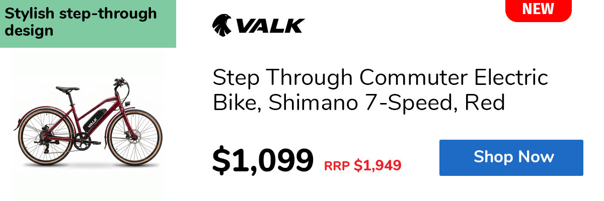 Step Through Commuter Electric Bike, Shimano 7-Speed, Red
