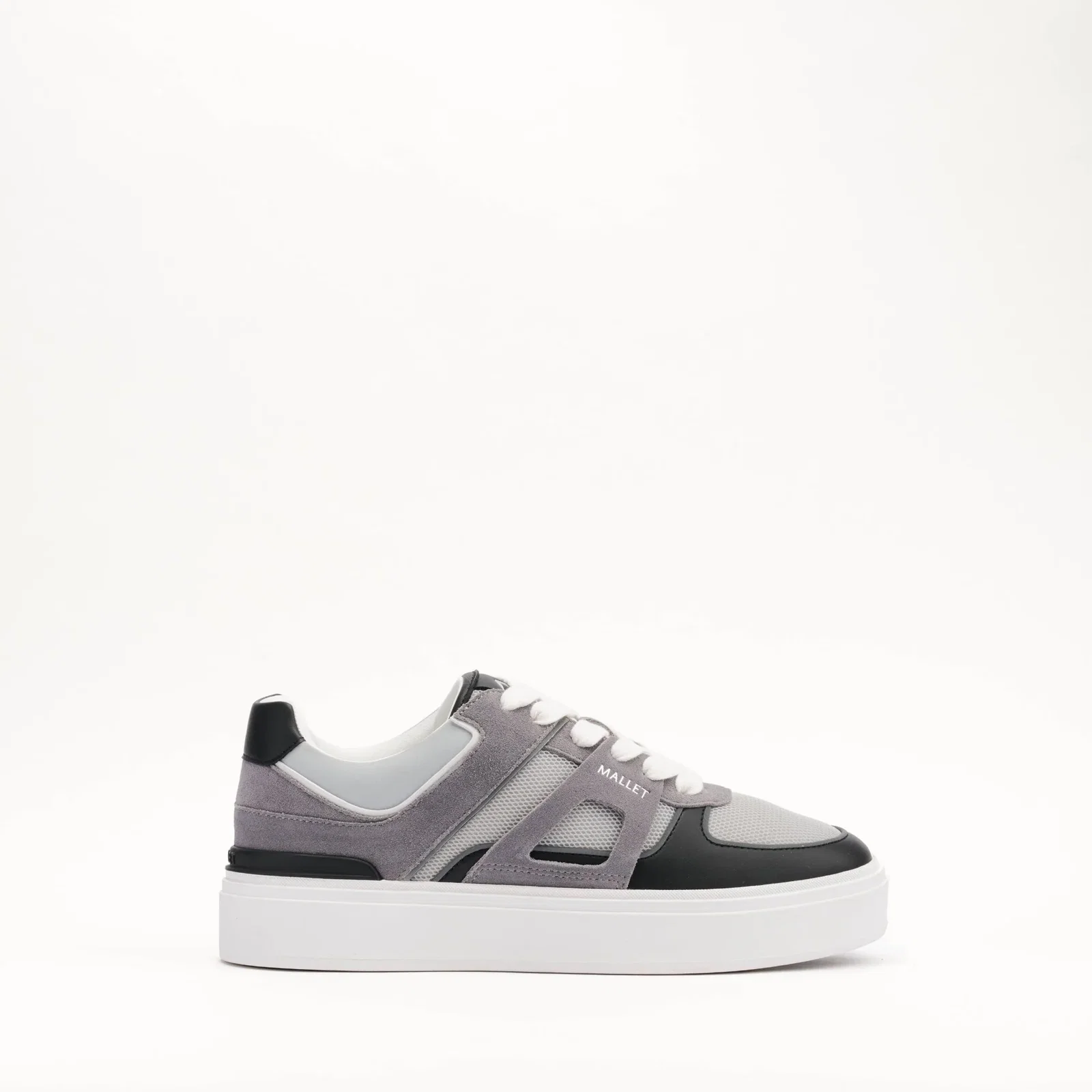 Image of MALLET Fenchurch Men's Grey Black Leather Trainers