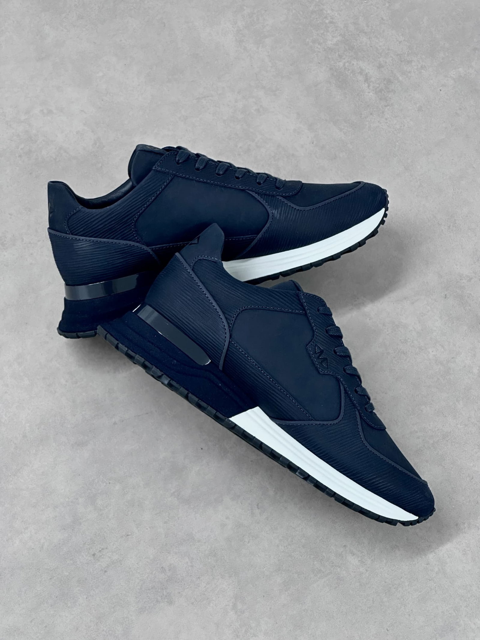 MALLET Boundary Men's Navy Ripple Leather Trainers