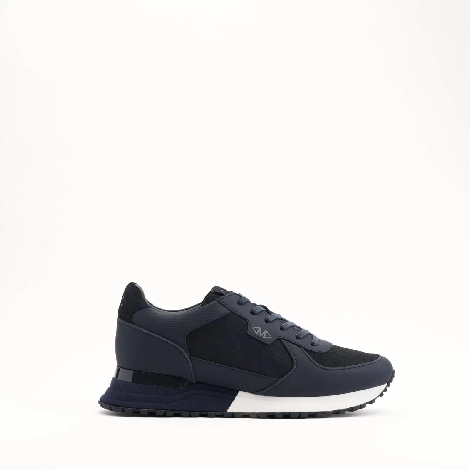 Image of MALLET Boundary Men's Navy Ripple Leather Trainers