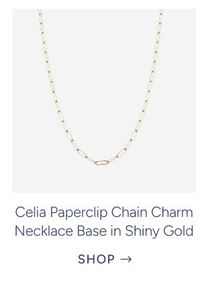 Celia Paperclip Chain Charm Necklace Base in Shiny Gold