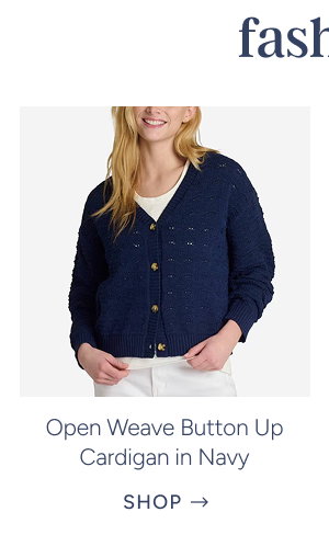 Open Weave Button Up Cardigan in Navy