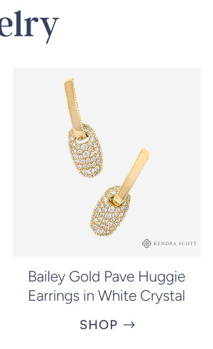 Bailey Gold Pave Huggie Earrings in White Crystal