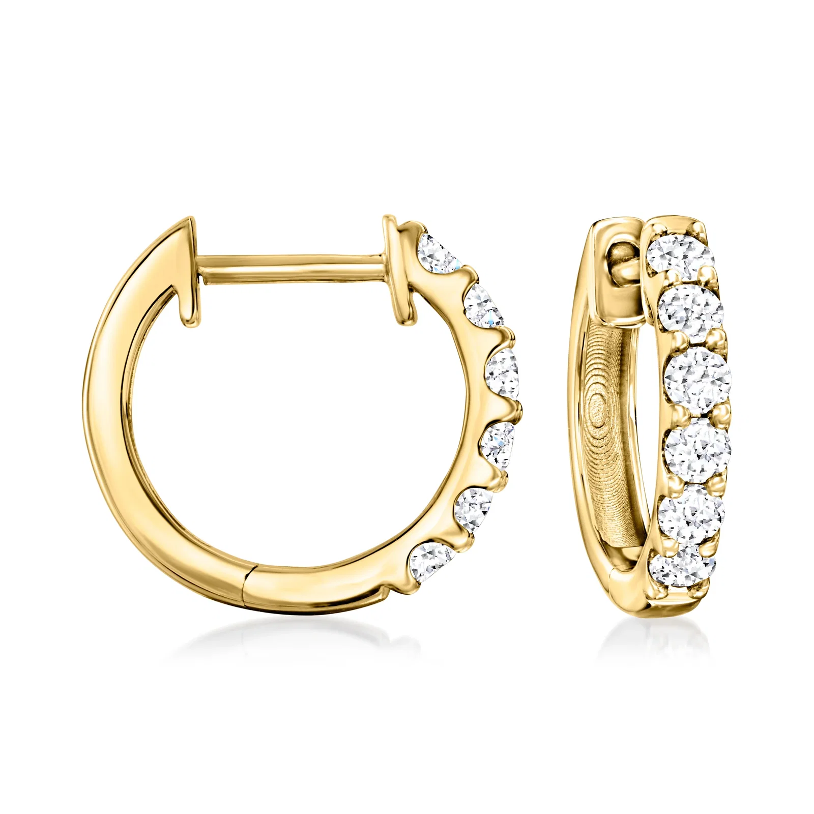 Shop .50 ct. t.w. Lab-Grown Diamond Huggie Hoop Earrings in 18kt Gold Over Sterling