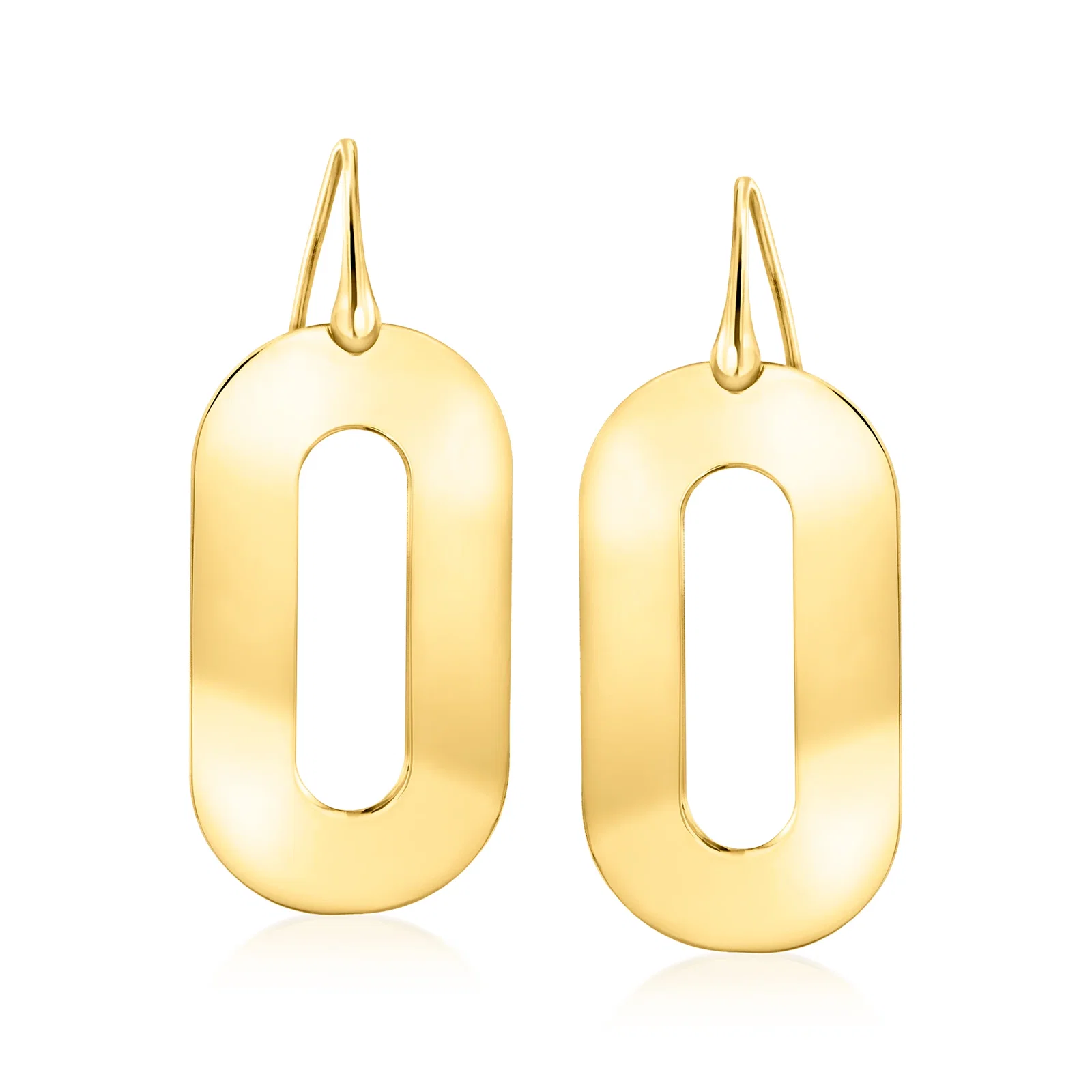 Image of Italian 18kt Gold Over Sterling Oval Drop Earrings