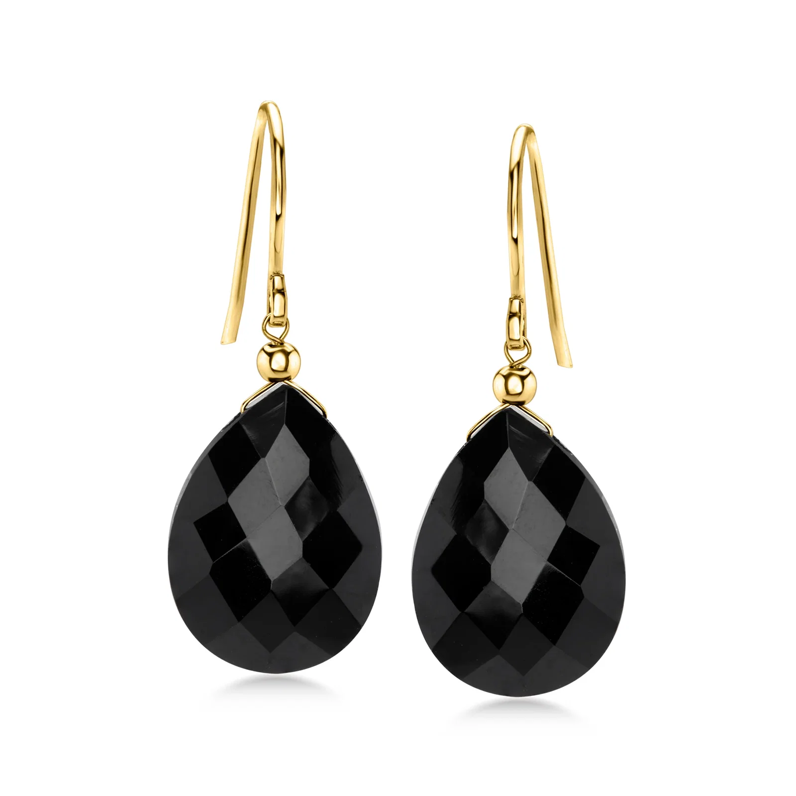 Image of Onyx Drop Earrings in 10kt Yellow Gold