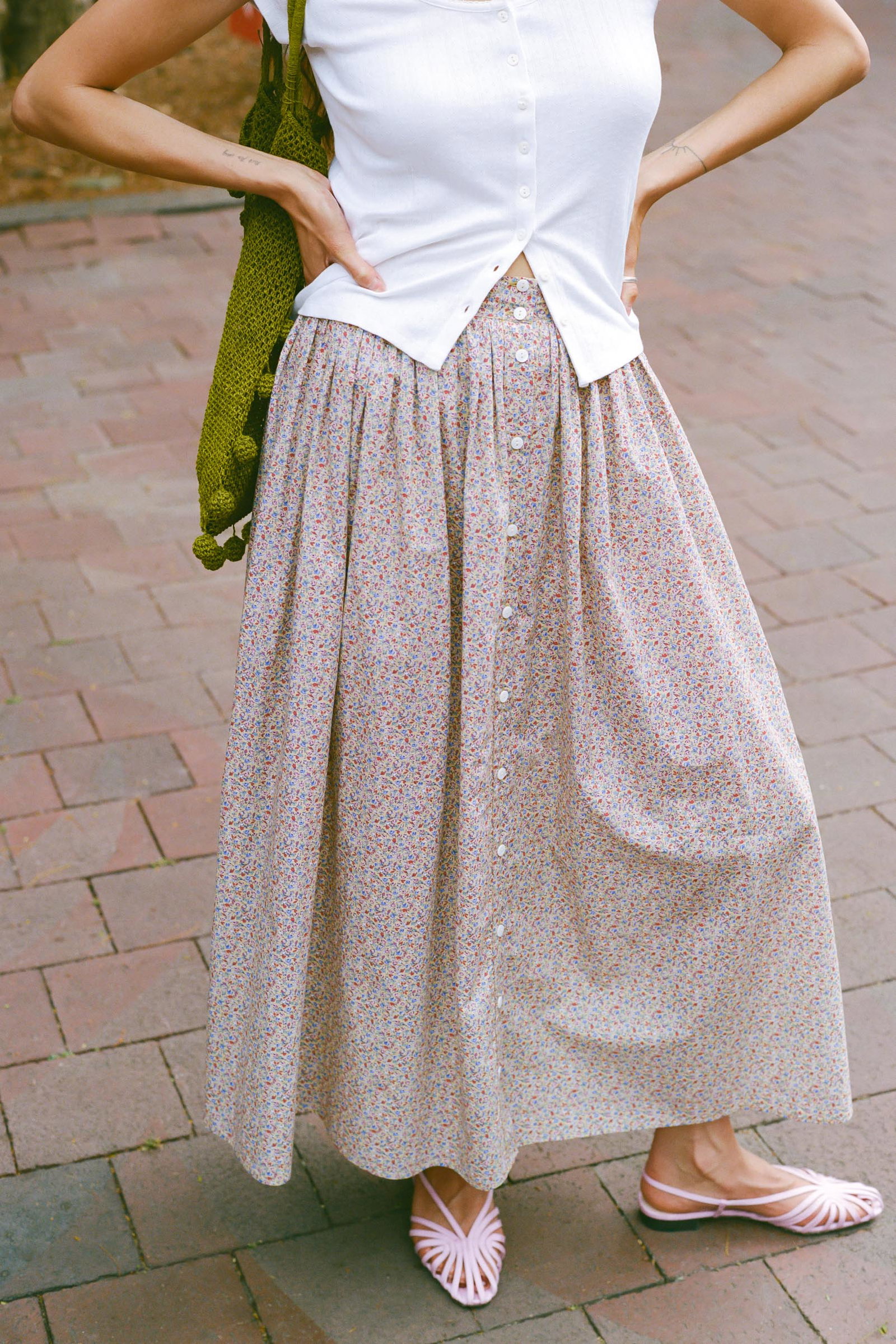Image of The Tabitha Skirt | Chamomile Rose Cluster