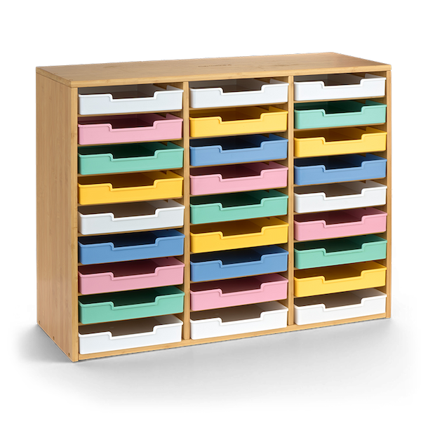 Really Good Stuff® White 27-Slot Mail Center With Bold Vibes Trays
