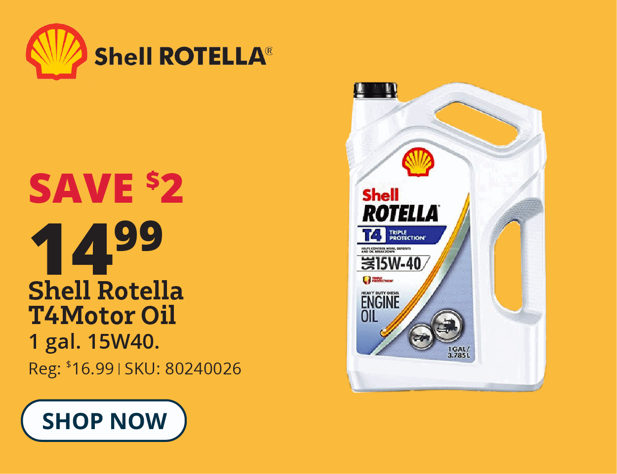 Shell Rotella T4 Motor Oil1 gal.