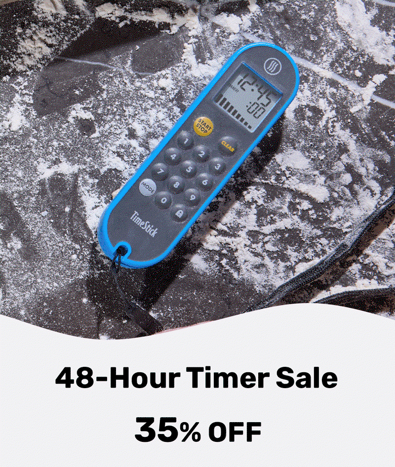 GIF of TimeStick and TimeStick Trio on Floury Countertops