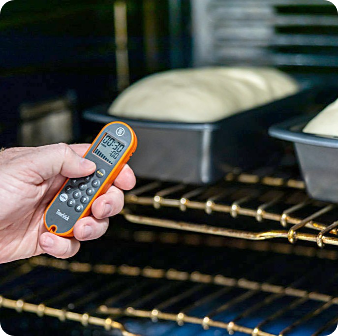 TimeStick in Front of Oven with Unbaked Bread