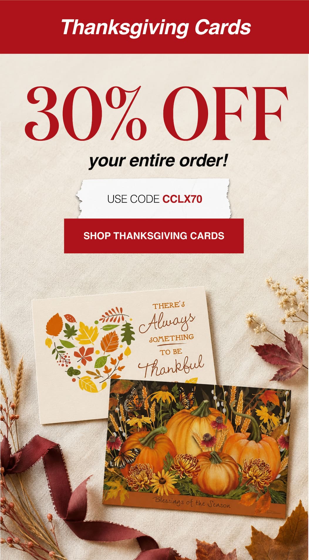 Thanksgiving Cards 30% Off your entire order!