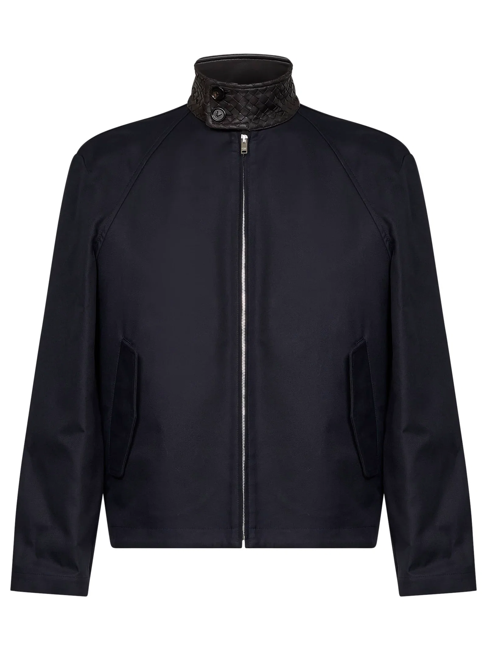Image of Midnight blue cotton gabardine Harrington jacket