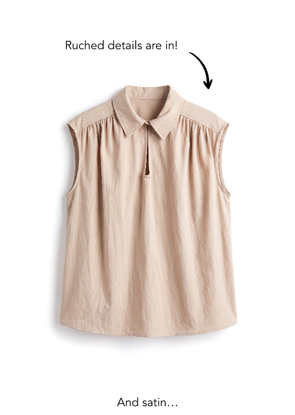 Sleeveless Keyhole Gathered Blouse