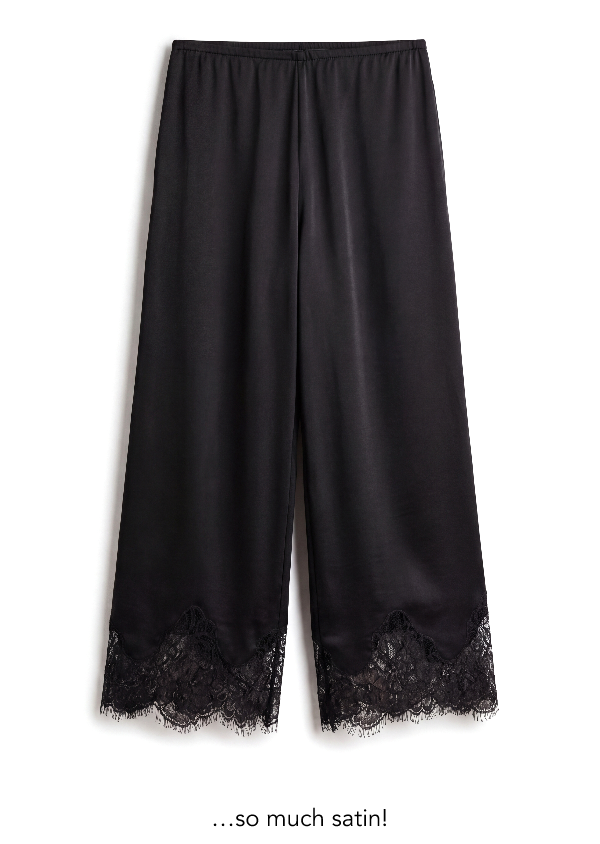 Mid Rise Cropped Lace Trim Pants
