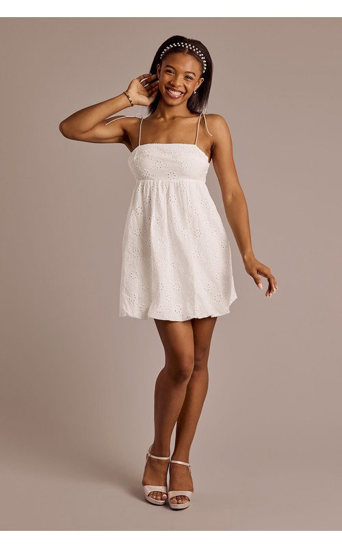 Eyelet Lace Tie Back Bubble Dress