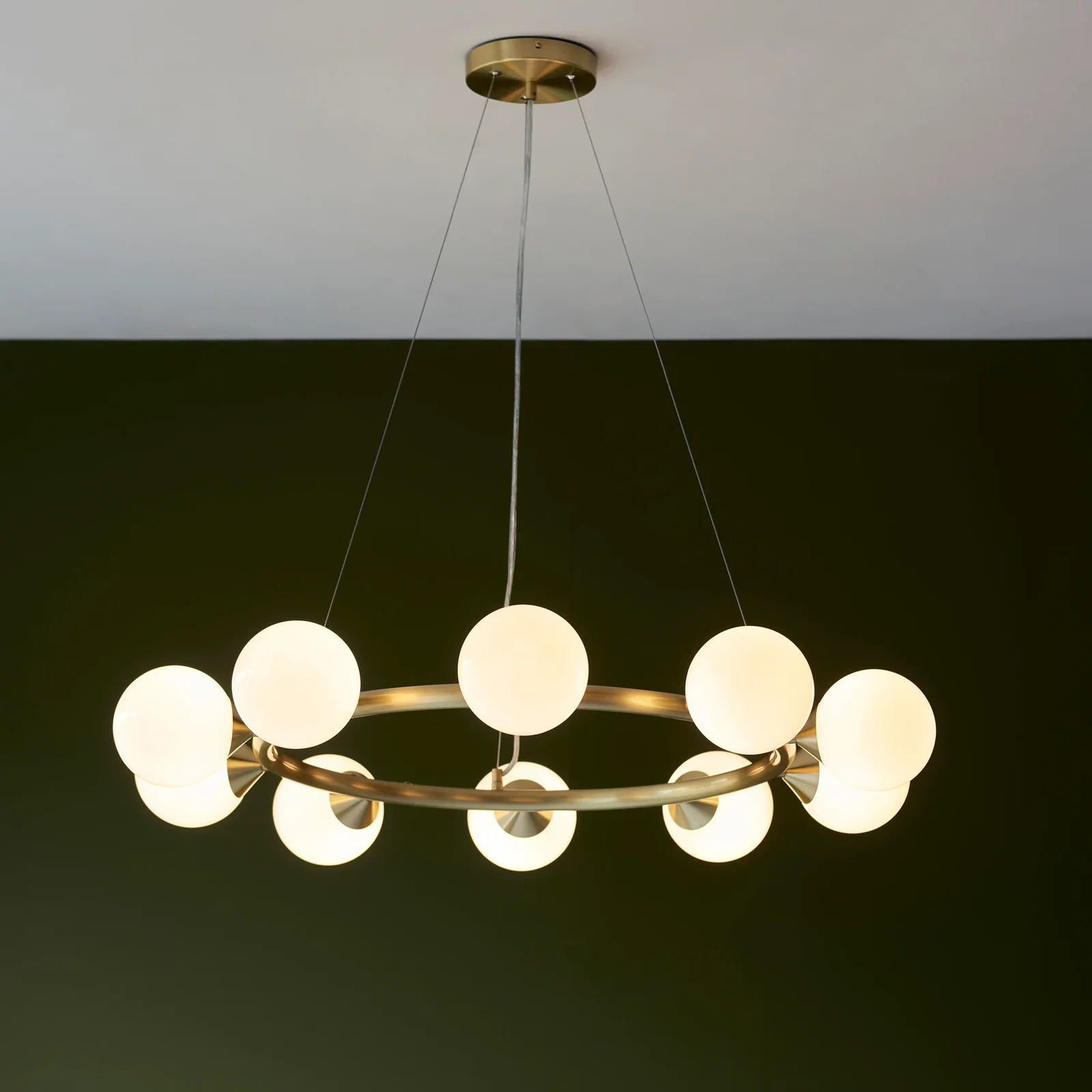 Image of Ring 10 Light Pendant Satin Brass