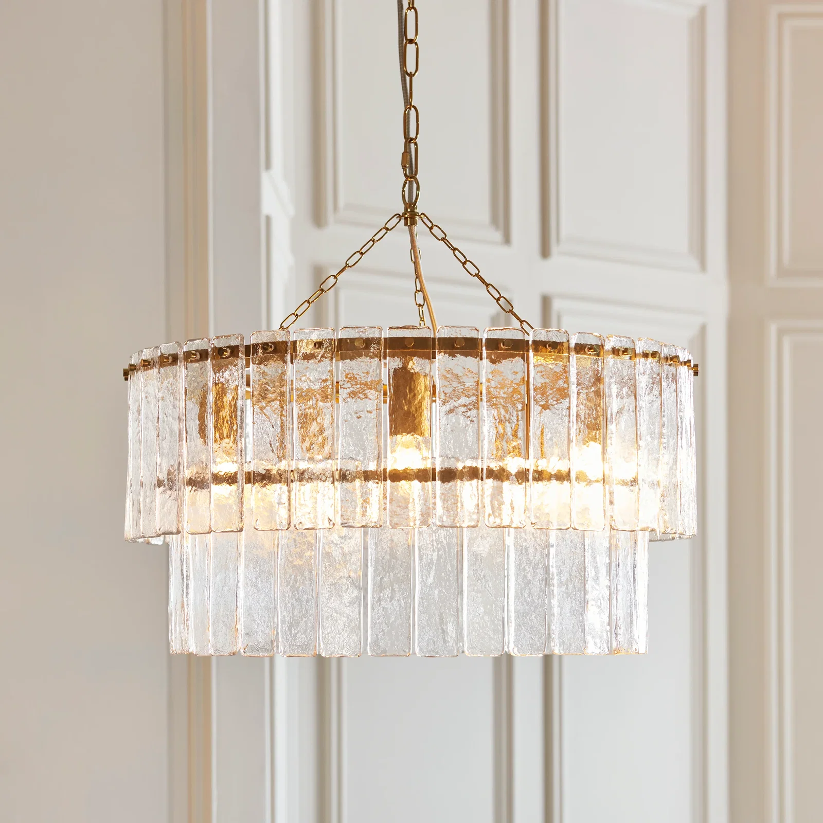 Image of Karine 5 Light Tiered Pendant Brushed Aged Brass