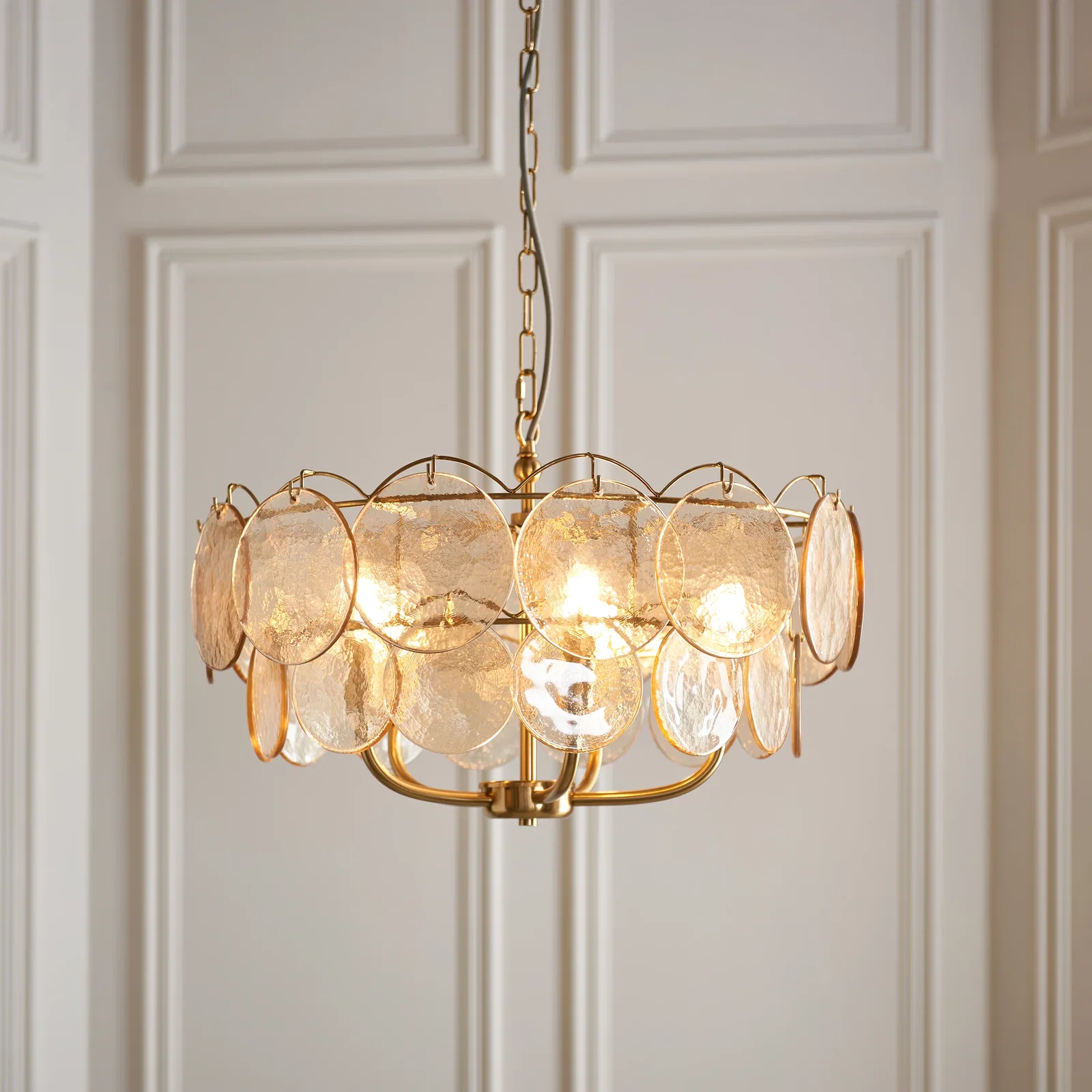 Image of 5 Light Pendant Brushed Aged Brass