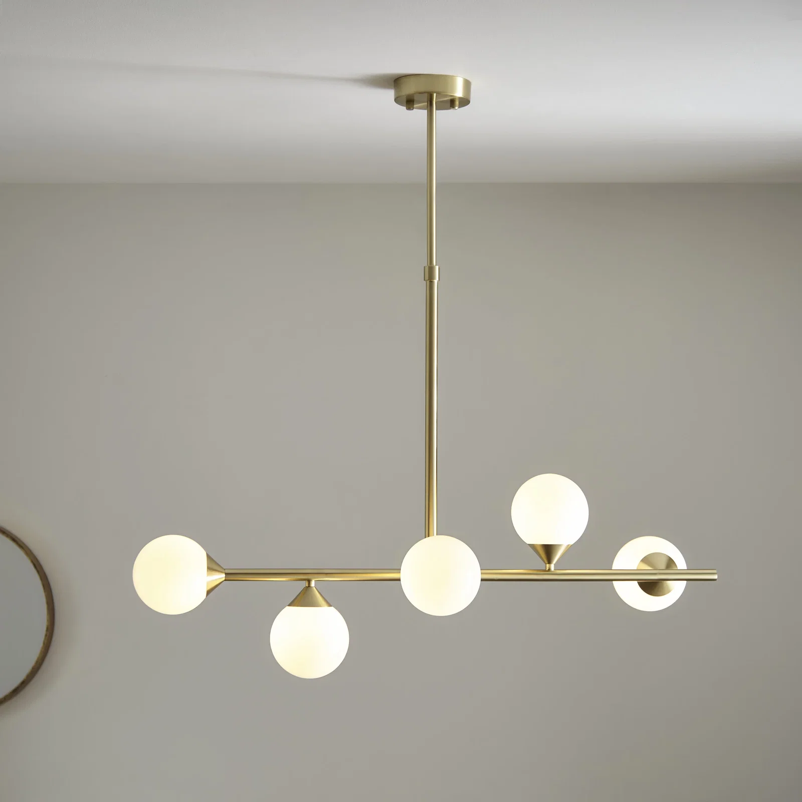 Image of 5 Light Linear Pendant Satin Brass