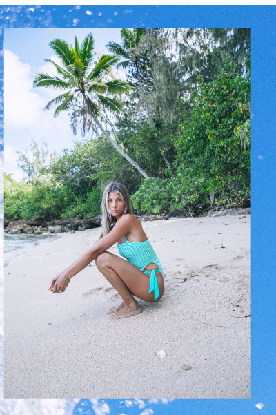 Crimp Stripe Bandeau One Piece Swimsuit