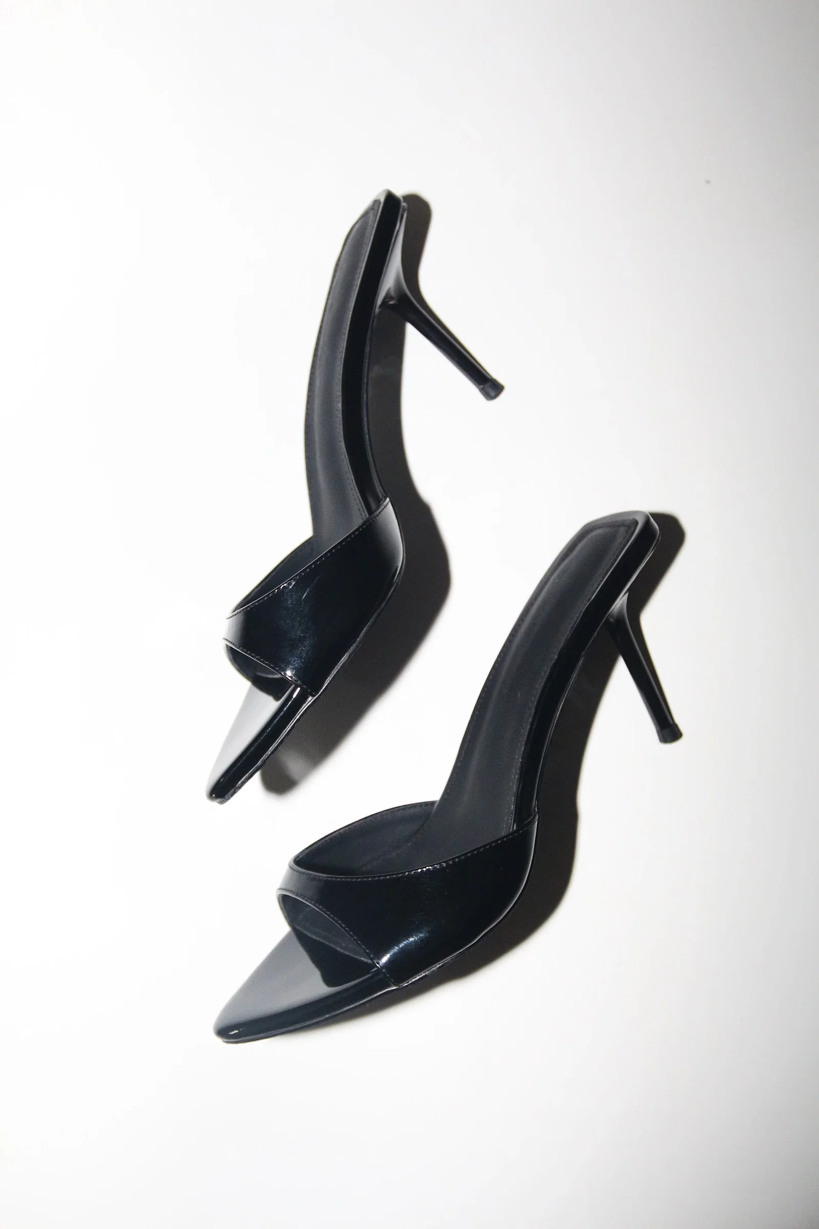 Image of Zena Black Patent Vegan Mules 80 mm