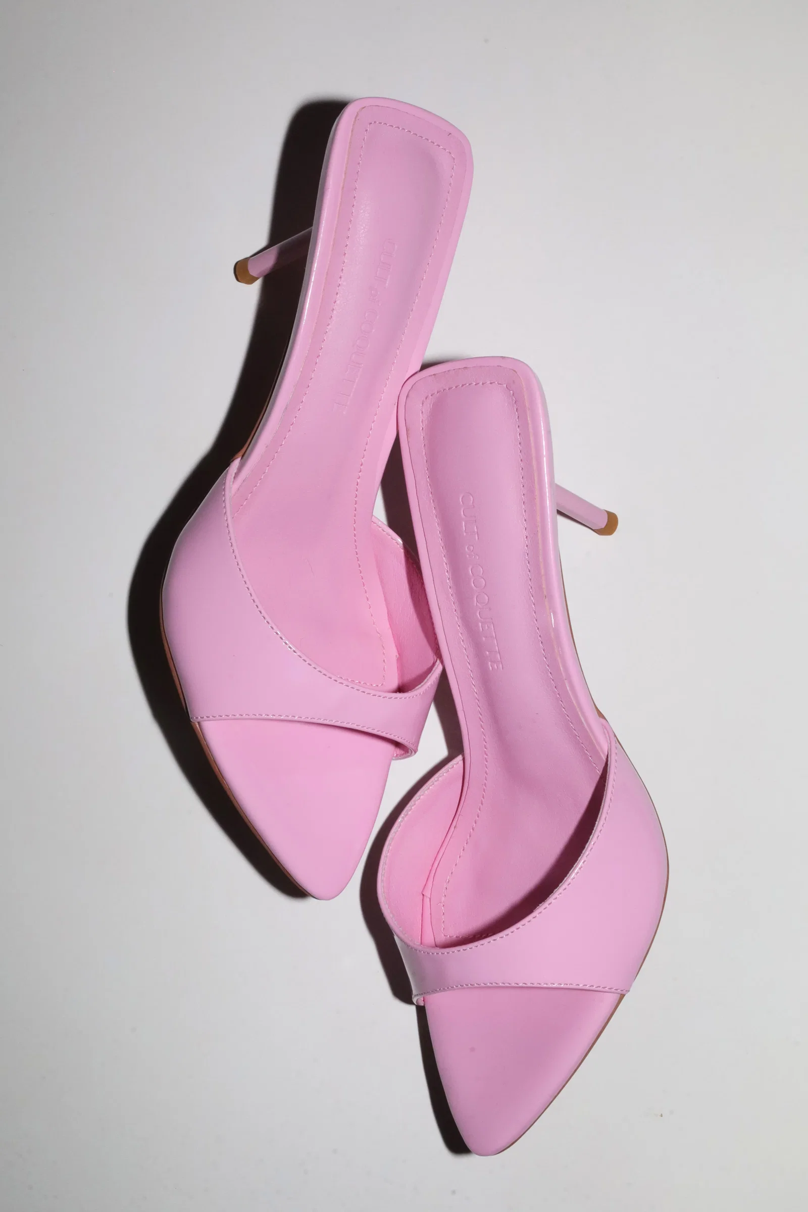 Image of Zena Pink Patent Vegan Mules 80 mm