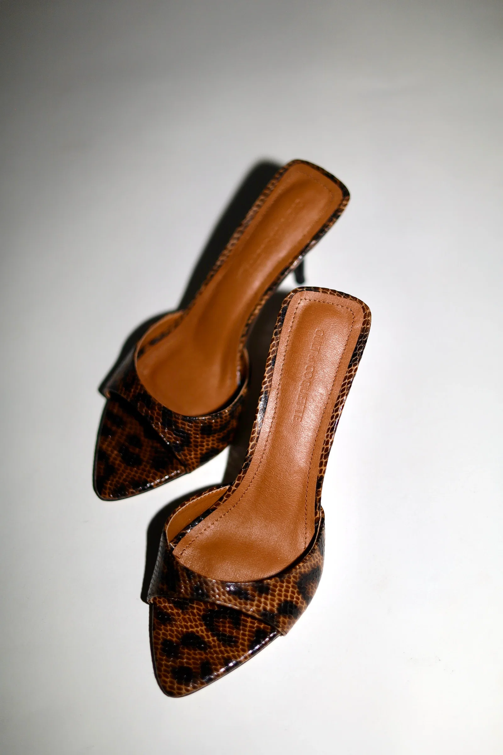 Image of Zena Leopard Vegan Mules 80 mm