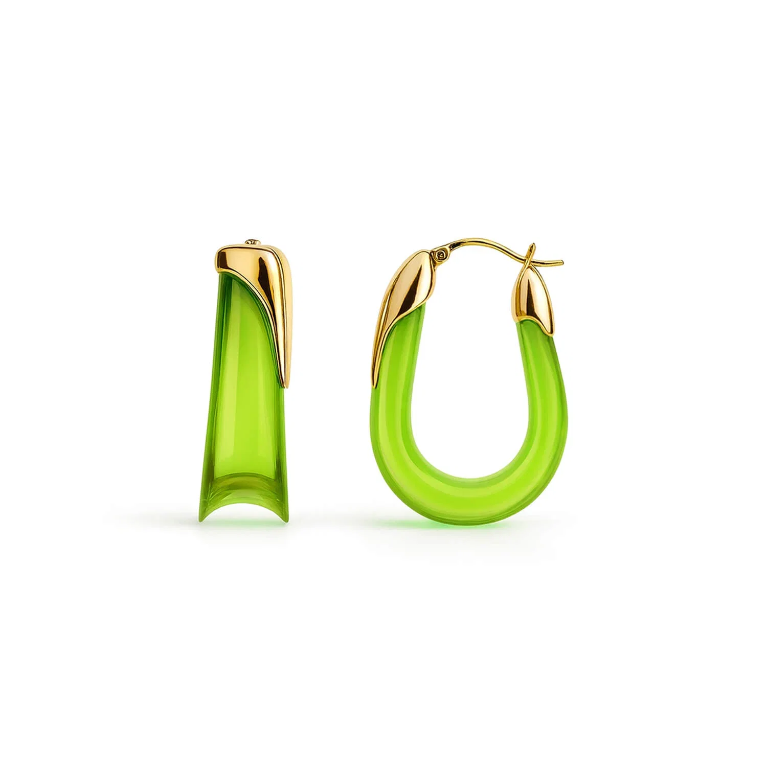 Image of Sculpted U Lucite Birthstone Hoop Earrings