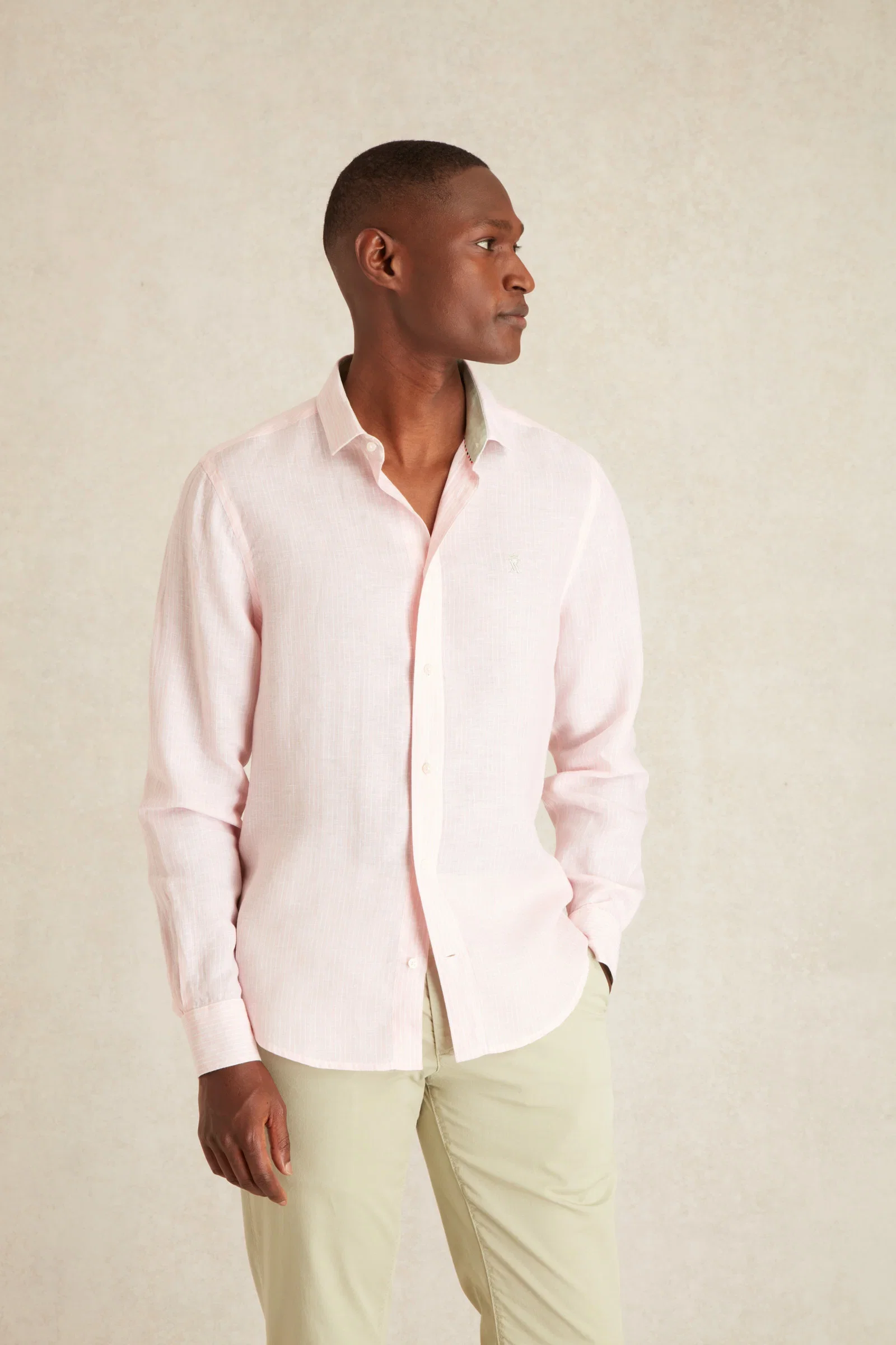 Image of Chemise Slim en Lin à Rayures