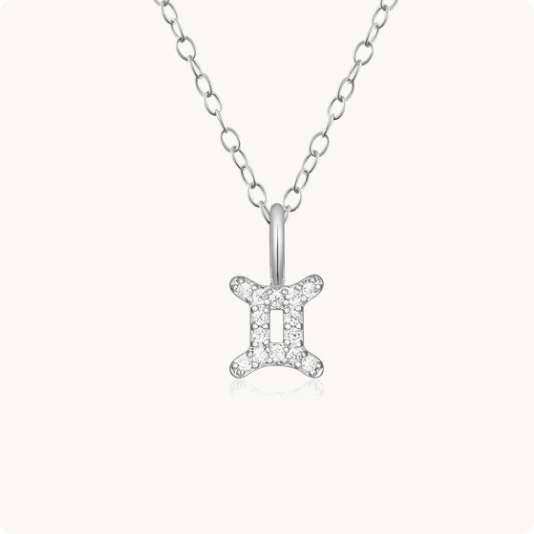 Lab Grown Diamond Gemini Constellation Pendant Necklace in Sterling Silver