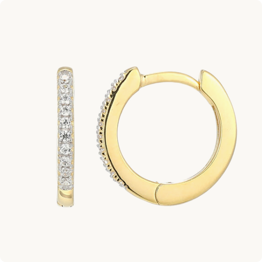 Lab Grown Diamond Hoop Earrings in 14k Gold Plated Sterling Silver