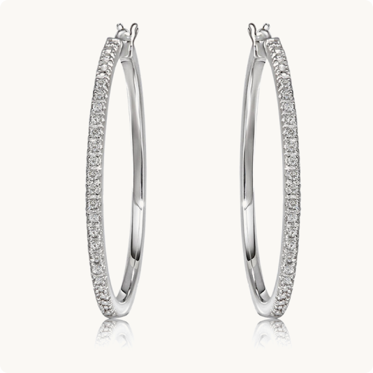 Diamond 1/4ctw. Hoop Earrings in Sterling Silver