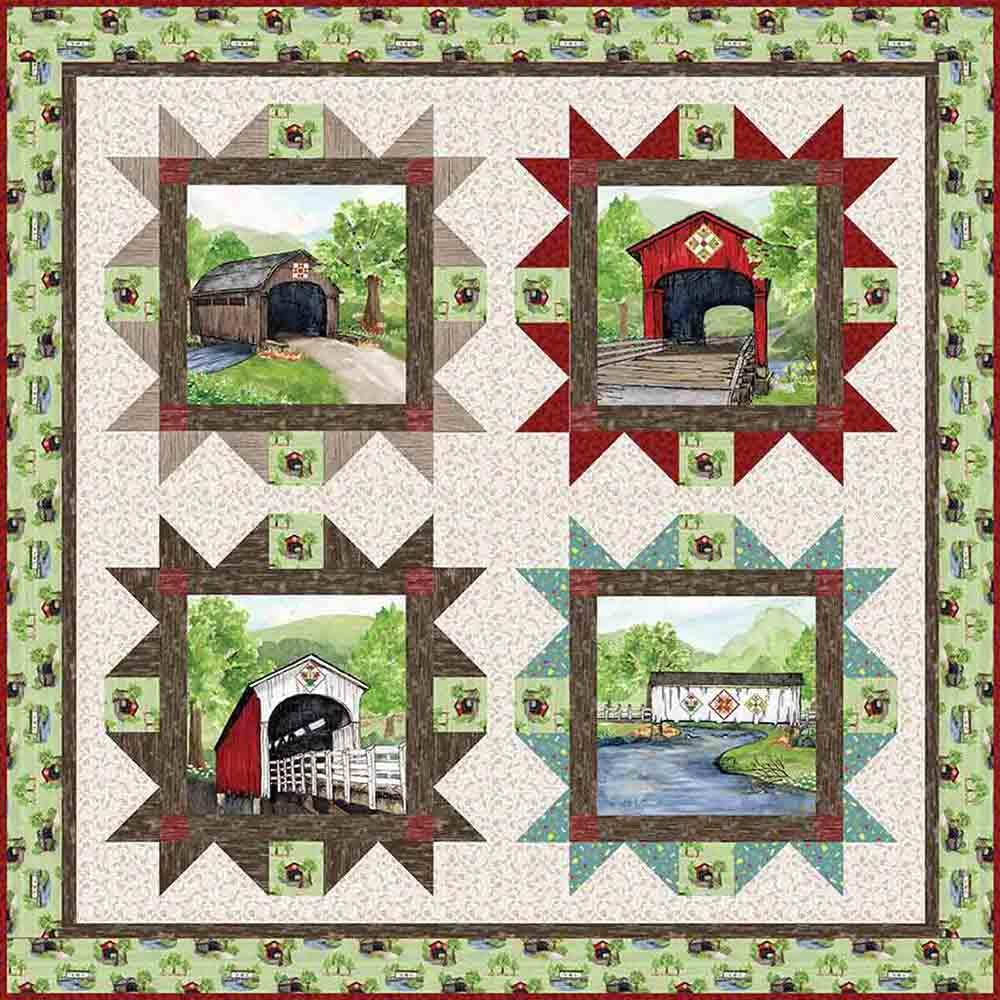Image of Bridges Tour - Covered Bridges in Spring by Tara Reed - Riley Blake Designs - Box Quilt Kit