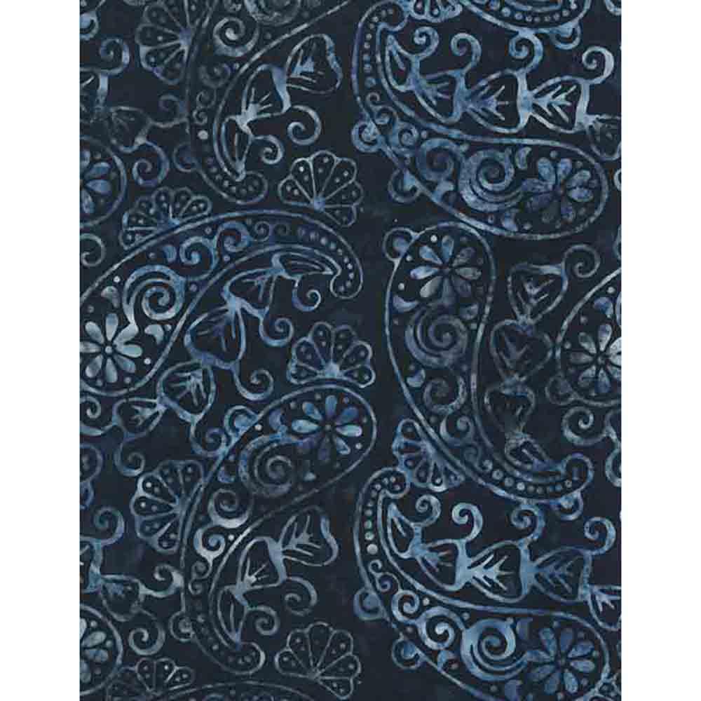 Image of Wilmington Batiks - Neptune's Veil - Paisley - Black - Yardage