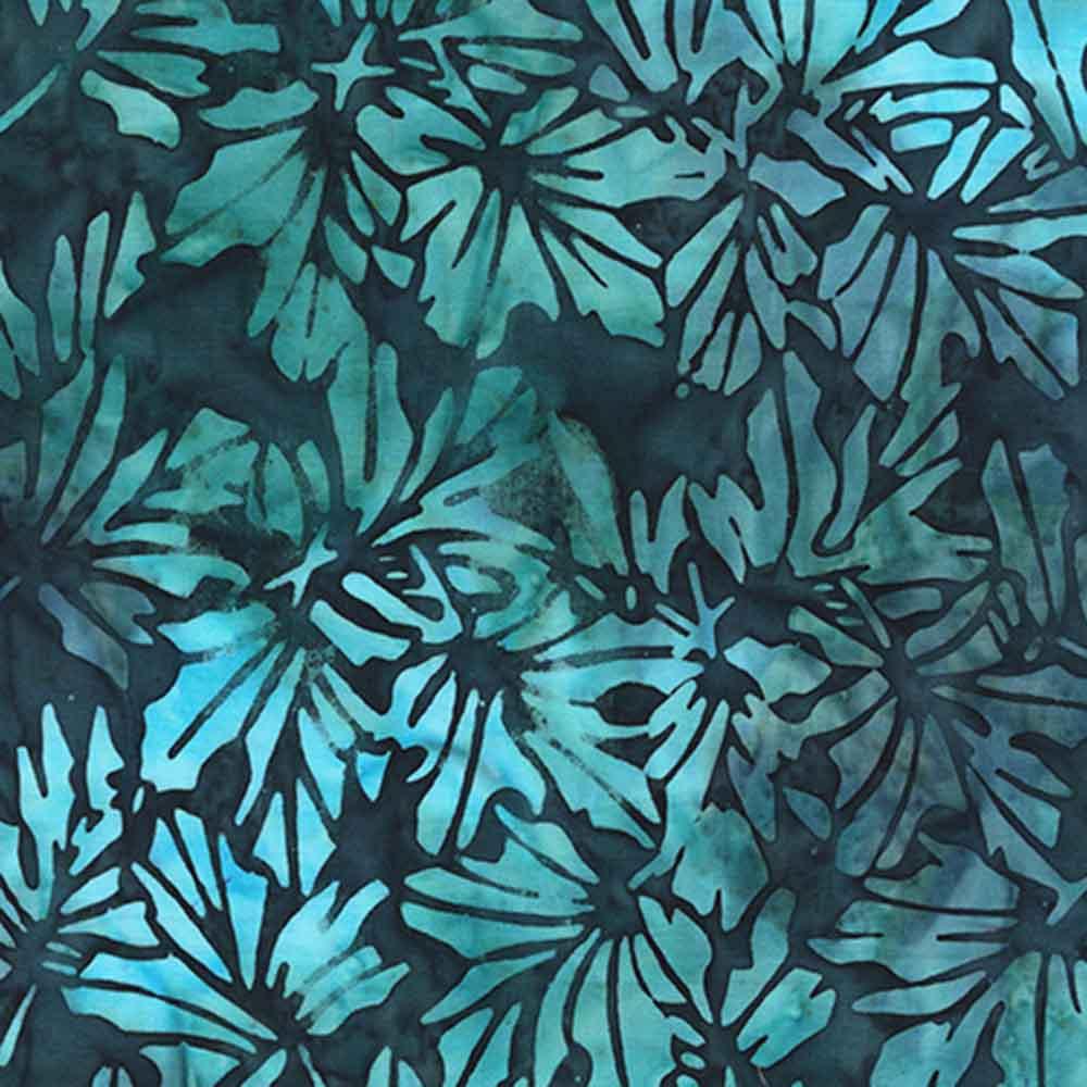 Image of Windham Fabrics - Anthology Batiks - Kashmir by Jacqueline de Jonge - Maple Leaves - Dark Teal - Yardage