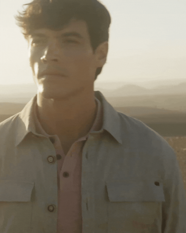Two-tone linen overshirt | Taupe
