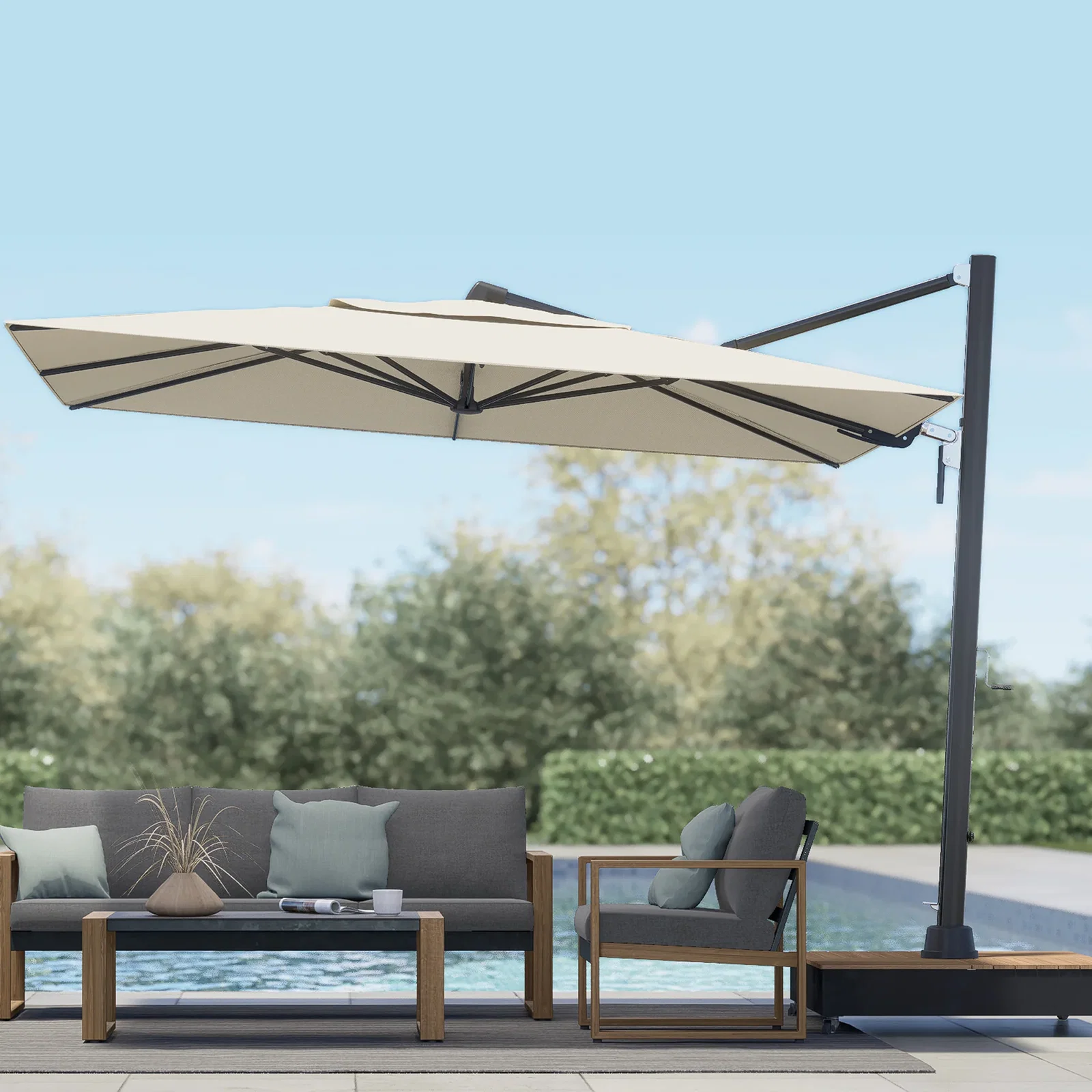 GRAND PATIO 10x13 FT Acrylic Outdoor Cantilever Aluminum Umbrella, 5-Year-Non-Fading