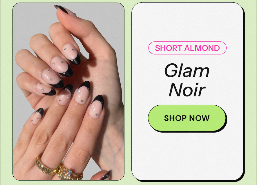 Short Almond. Glam Noir. Shop Now