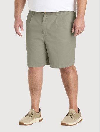Waist-Relaxer Pleated Cotton Shorts