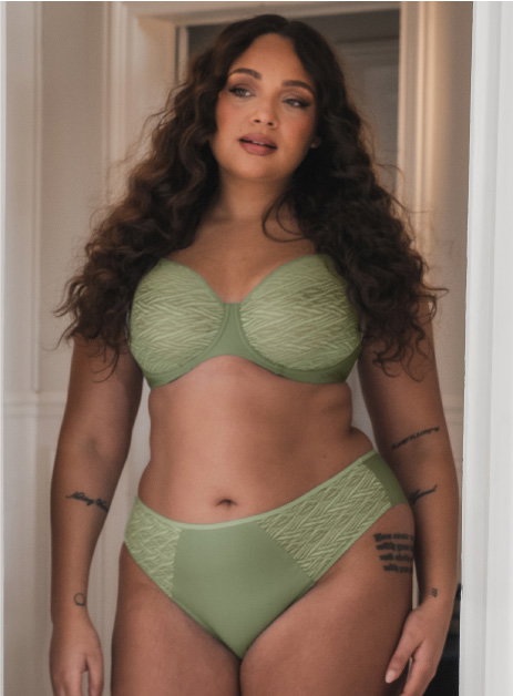 Smoothie Lace Moulded Balcony Bra Sage Green