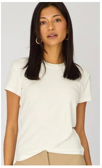 White Cotton T-shirt Short Sleeve Round Neck