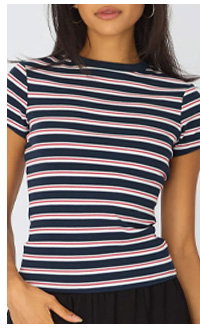 Blue Stripe Stripe Tshirt Short Sleeve