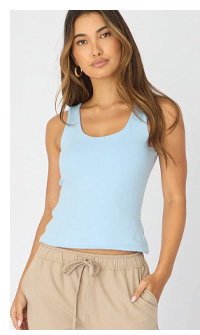 Blue Sleeveless Scoop Neck Tank Top