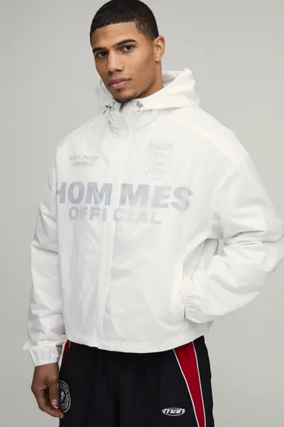 Oversized Boxy Translucent Overlay Graphic Sports Cagoule
